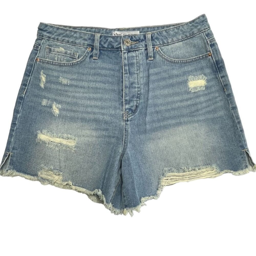YMI Mom Fit Shorts Cut Off Distressed Vintage Wash Blue Size 11/ 30